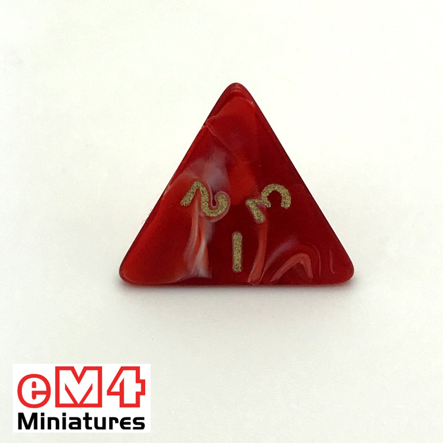 Marble Red D4 Poly Dice
