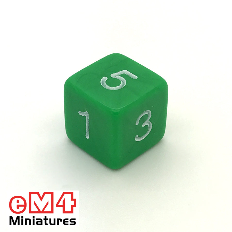 Opaque Green D6 Poly Dice