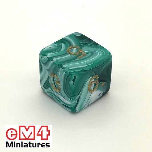 Marble Green D6 Poly Dice