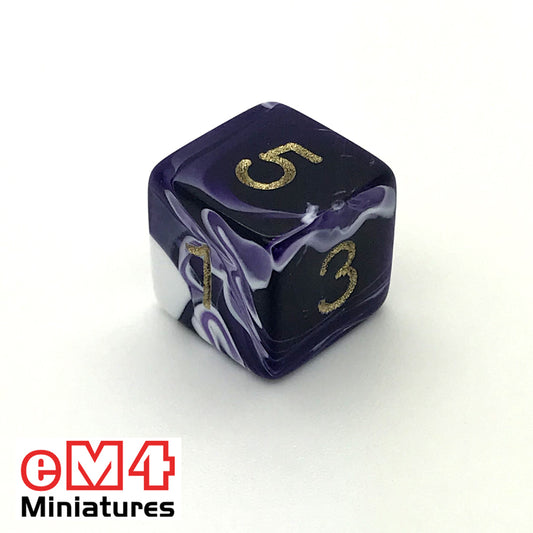 Marble Purple D6 Poly Dice