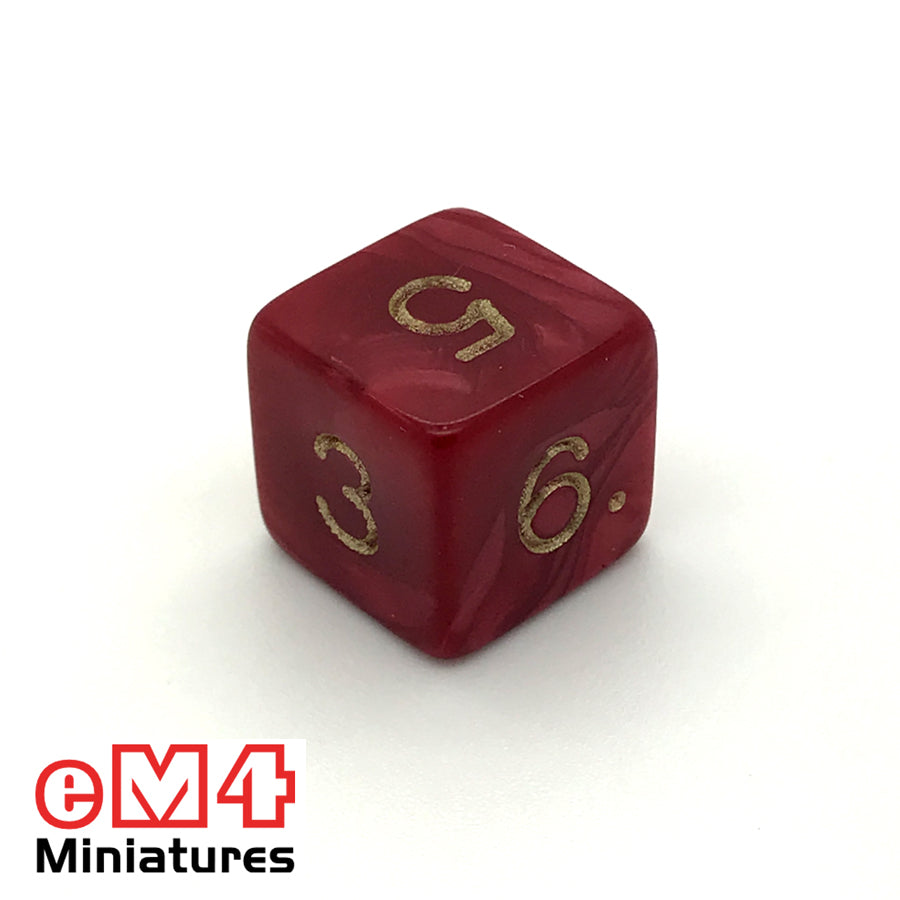 Pearl ,red D6 Poly Dice