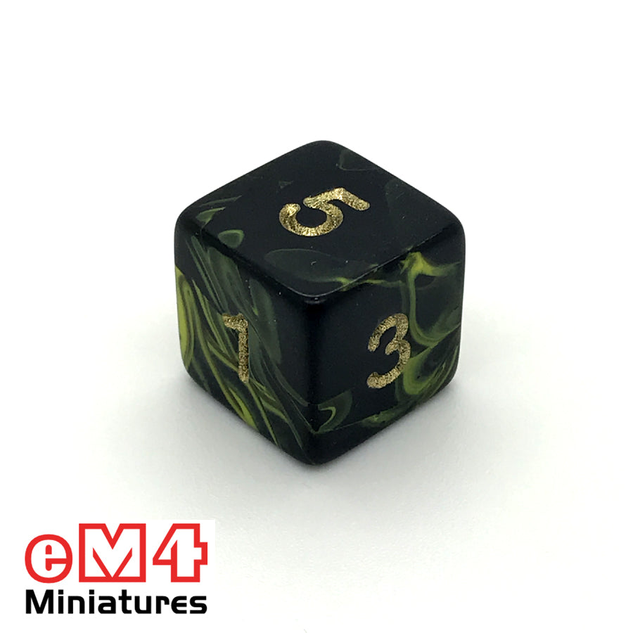 Oblivion Yellow D6 Poly Dice