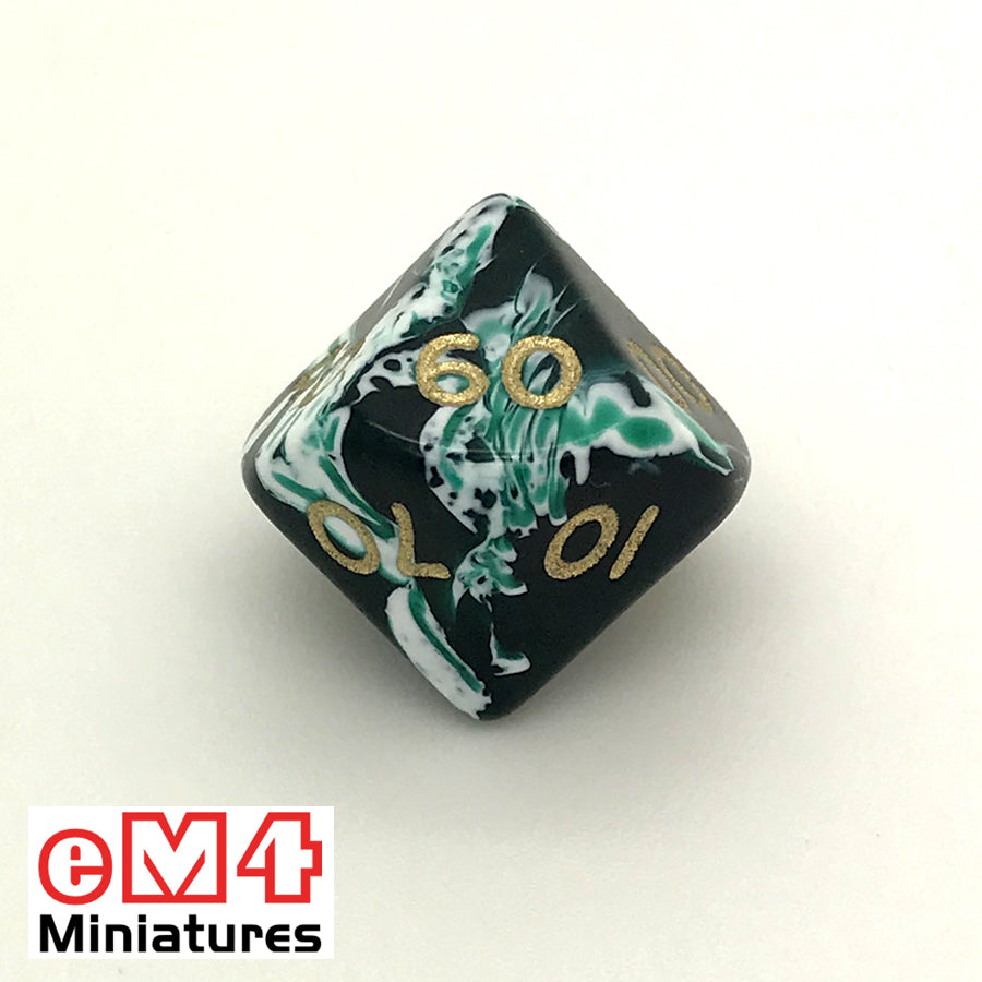 Marble Green D10 (00-90) Poly Dice