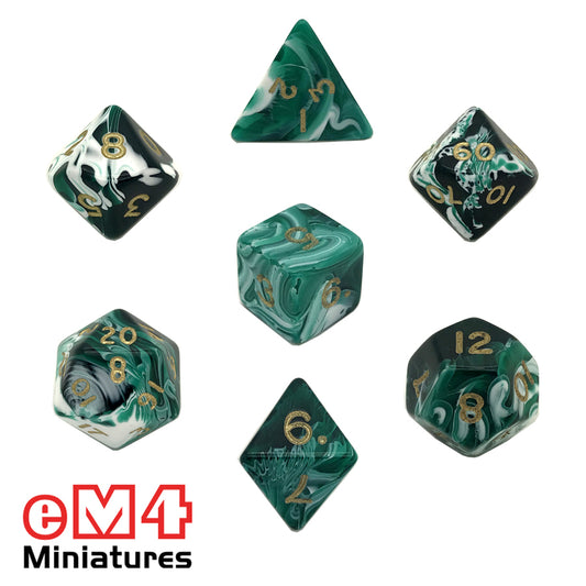 Marble Green 7 Dice Poly Set