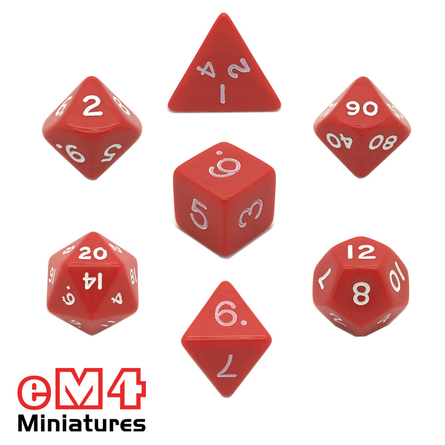 Opaque Red 7 Poly Dice Set