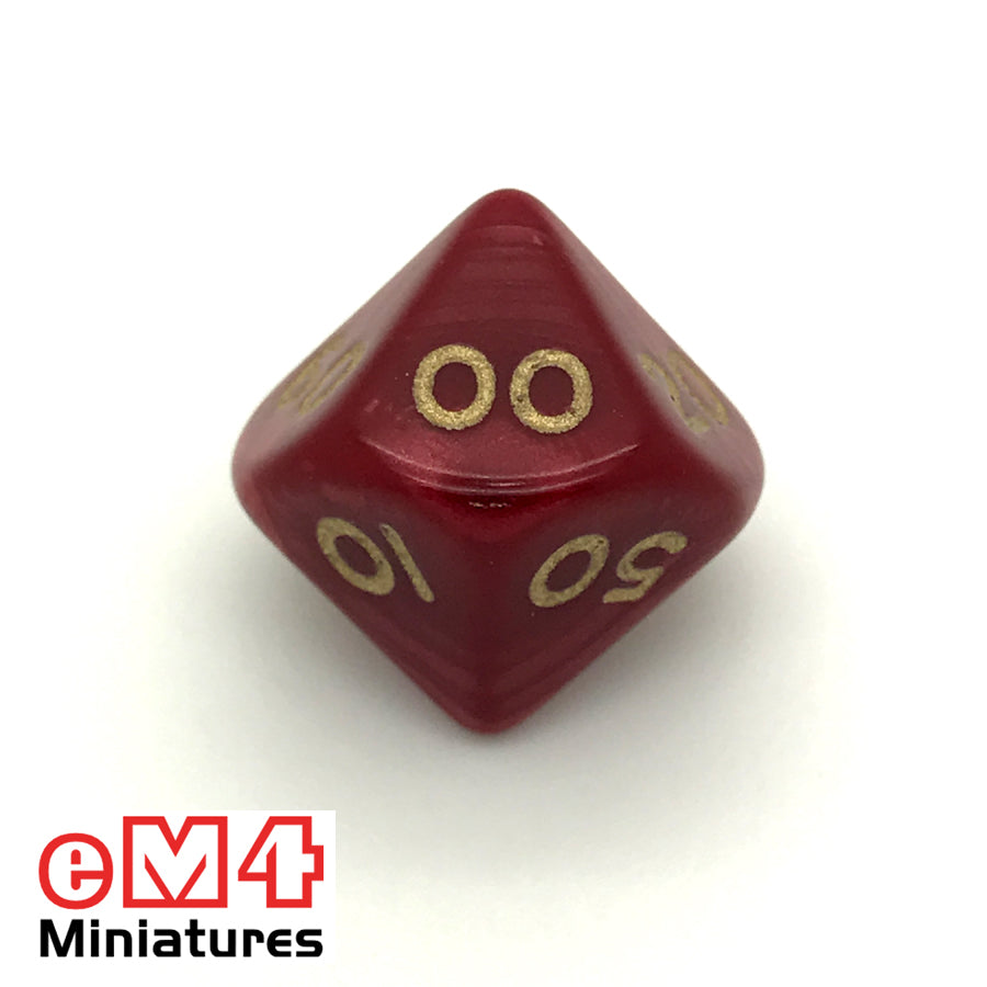 Pearl Red D10 (00-90) Poly Dice