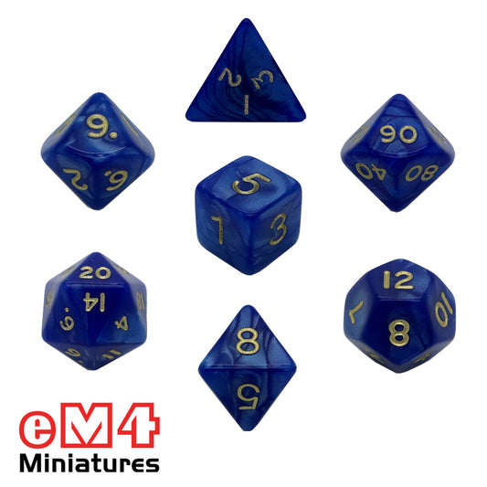 Pearl Blue 7 Dice Poly Set
