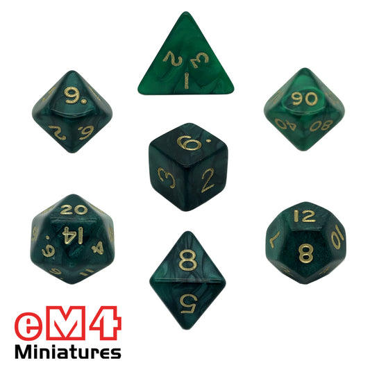 Pearl Green 7 Dice Poly Set