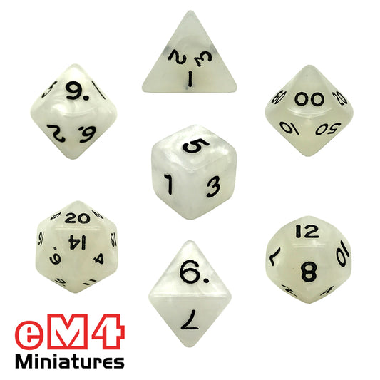 Pearl White 7 Set Poly Dice