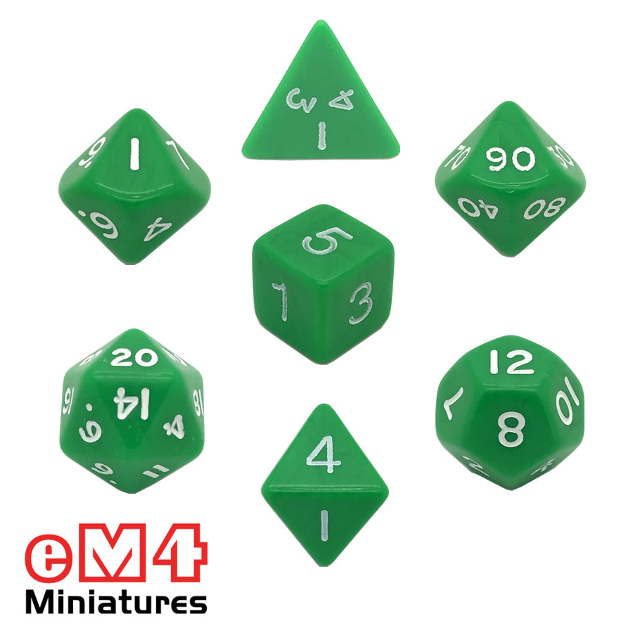 Opaque Green 7 Dice Poly Set