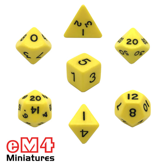 Opaque Yellow 7 Dice Poly Set