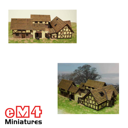 Walled farm - fully painted 5 piece resin scenery set
